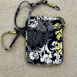 Very Bradley Black, White, Yellow Mini Hipster cross body purse